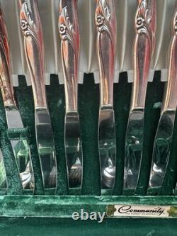 CommunityRogers & Bro Silverplate FlatwareSet with WoodenCase 50+ Pieces