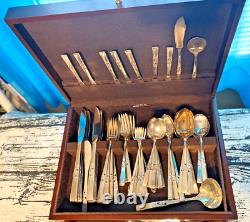 Community Oneida Silverplate Morning Star 81 Pcs Flatware Set VTG 1948 With Box