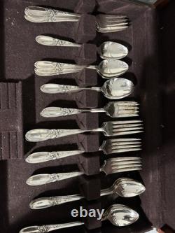 Community Oneida White Orchid Silverplate Flatware 41 Piece Set With Box