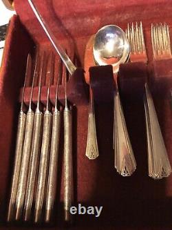 Deauville Oneida Silver Plate Stainless Flatware Forks Knives Spoons 52 pc Set