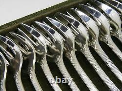 Divine French Christofle Oyster Fork Set Rubans 12 pcs with Case