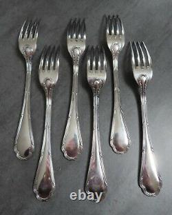ERCUIS TRIANON Antique French Cutlery Large Table Forks Ribbon Set of 6 Flatware