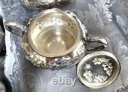 English SilverPlate Grape Motif Repousse 4 Pcs. Tea Set