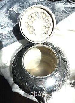 English SilverPlate Grape Motif Repousse 4 Pcs. Tea Set