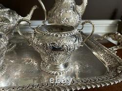 English Silverplated Tea Set Tray Coffee Pot Teapot Sheffield Reproduction