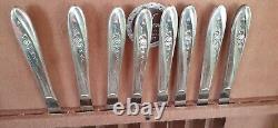 Exquisite 47 Piece Set of Wm. Rogers US, Flowers On Vine Pattern Silver