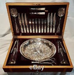 Exquisite Victorian Silver Plate Flatware Set For Dessert, Fruit And Nuts 1898