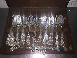 FB ROGERS FRENCH ROSE FLATWARE SET for 12 in CHEST + 4 SERVING PIECES