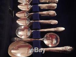 FIRST LOVE 1847 Rogers Bros SilverPlate flatware set for 12+gumbo xtr tspn 5serv