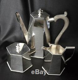 FOLGATE Silverplate Wood Handle Art Deco Coffee/Tea Set