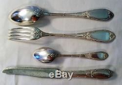 FRENCH SILVERPLATE 42 pc FLATWARE SET MARKED AJD