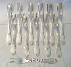 FRENCH SILVERPLATE 42 pc FLATWARE SET MARKED AJD
