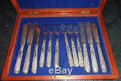 Fine antique silver plated English fish flatware set for 12