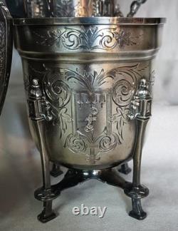 Five Piece Antique Silver Plated Tea Set Victorian Easthetic Engraved Taunton