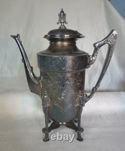 Five Piece Antique Silver Plated Tea Set Victorian Easthetic Engraved Taunton