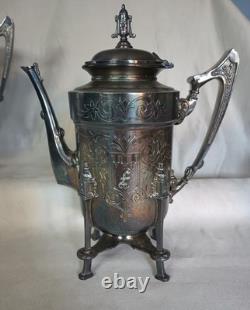 Five Piece Antique Silver Plated Tea Set Victorian Easthetic Engraved Taunton