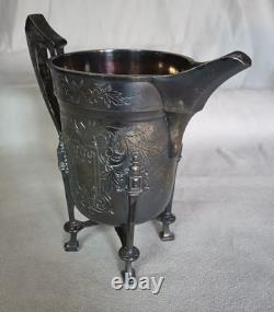 Five Piece Antique Silver Plated Tea Set Victorian Easthetic Engraved Taunton