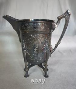 Five Piece Antique Silver Plated Tea Set Victorian Easthetic Engraved Taunton