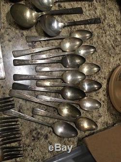Flatware Set 88 WM Rogers Extra Silver Plate IS 1938 Revelation Monogrammed A