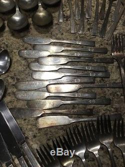 Flatware Set 88 WM Rogers Extra Silver Plate IS 1938 Revelation Monogrammed A