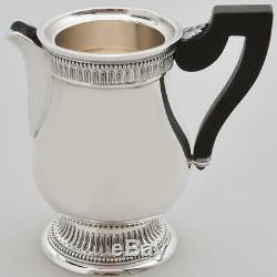 French Christofle Malmaison Silver Plated Tea Coffee Pots Set Tray Ebony Handles