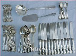 French Louis XV Style Dinner Table Flatware Set 58 pcs Silverplate 1910