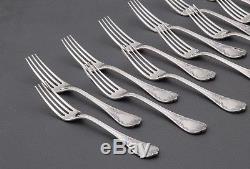 French Silverplate Christofle Marly pattern Set of 12 Dessert Forks