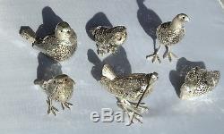 French silverplate Christofle Collection Lumiere Set of 6 Bird figurines