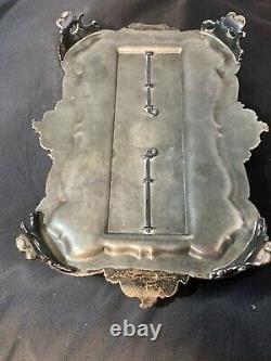 GORGEOUS VICTORIAN SILVER PLATE INKWELL SET With Candle Snuffer 5X12X9
