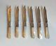 GREAT SET/6 ANTIQUE SILVER PLATE 6 FRUIT KNIVES with MOTHER-OF-PEARL HANDLES