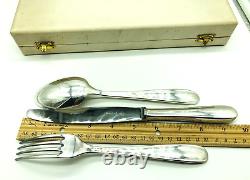 Genuine Vintage Christofle Paris France Travel Set Knife Spoon Fork Original Box