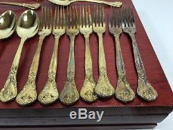 Godinger Silver Gold Silverware Flatware Set Wood Box Fine Dining Formal Lot