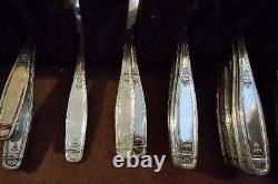 HEIRLOOM Silver Plate Flatware Set 67 Pc In Wooden Box