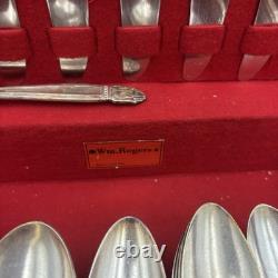 Holmes & Edwards Danish Princess Inlaid Silver Plate Flatware 103 Pieces & Case