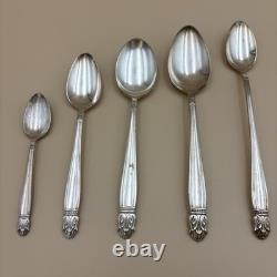 Holmes & Edwards Danish Princess Inlaid Silver Plate Flatware 103 Pieces & Case