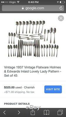 Holmes & Edwards Inlaid IS Lovely Lady Silverplate Flatware Silverware Set 52 Pc