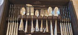 Holmes & Edwards Inlaid IS Silverplate 53 piece flatware set withServing Pieces