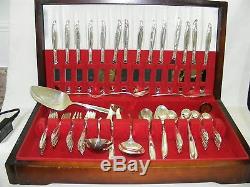 Holmes Edwards Silverplate Flatware Woodsong 92 pc Set Chest / Box Post-1940