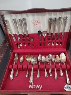 Holmes & Edwards Silveware Set 53 Pcs Inlaid IS Silverplate Flatware with Chest