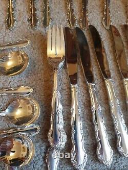 Huge Vintage Oneida Mansion Flirtation Silversmith Cutlery set For 12 138