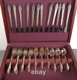 International Silver Deep Silver Inlaid Silverplate Rochambeau 82 pcs Drawer Box