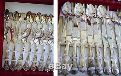 Italy 800 Vintage Silver Plated Flatware 12 Serving Ladle 6 Piece Setting 76
