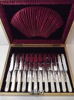James Deakin 24 Pc Mother of Pearl Handled FRUIT Flatware Set withWood Chest