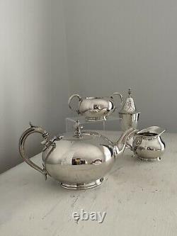 James Dixon & Son Vintage Silver Plate Tea Set Stamped To Base Plus Sugar Duster