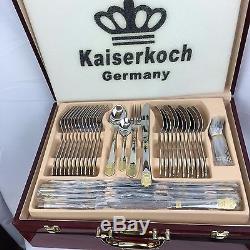 Kaiserkoch-Germany Versace New 84 Pcs Dinning Set 12 Wooden Case Flatware