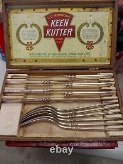 Keen Kutter E. C. Simmons 12 Piece Knife and Fork Silver Plate Flatware Set
