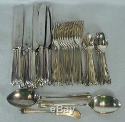 LEWIS ROSE flatware LWR3 Scalloped Tip silverplate 39-piece Luncheon Set for 12