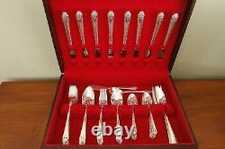 LOVELY LADY Holmes & Edwards silverplate 61pc COMPLETE flatware SET for 8 +chest