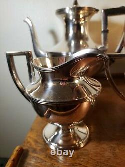 Lot Vintage Barbour Silver Co Nickel Silver, Tea and Coffee Set, Creamer, Sugar