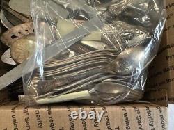 Lot of 14+ pounds LBS of Silverplate Flatware Knives-Forks-Spoons-Serving Pcs